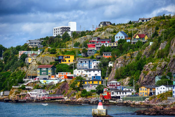 The scenic Battery neighborhood in St. John's, Newfoundland The scenic Battery neighborhood in St. John's, Newfoundland atlantic ocean stock pictures, royalty-free photos & images