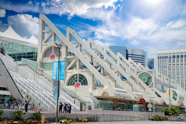 The SD Convention Center on E Harbor Drive in San Diego, California stock photo
