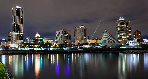 The skyline of Milwaukee Wisconson stock photo