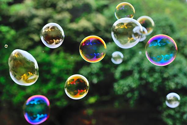 The soap bubble surface scenery stock photo