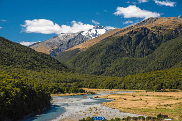 The Southern Alps, Mount Aspiring, South Island, New Zealand stock photo