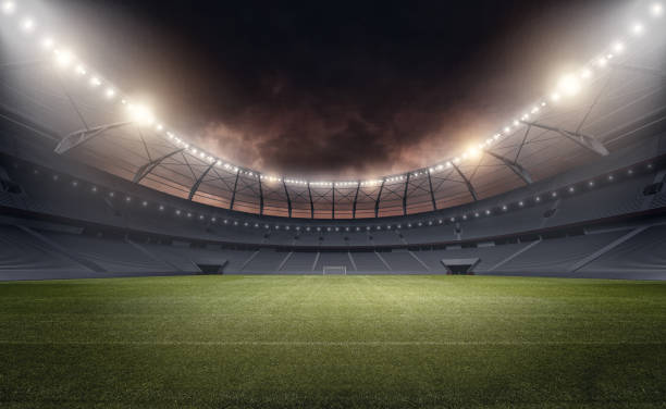 The stadium The imaginary soccer stadium is modelled and rendered. football field stock pictures, royalty-free photos & images