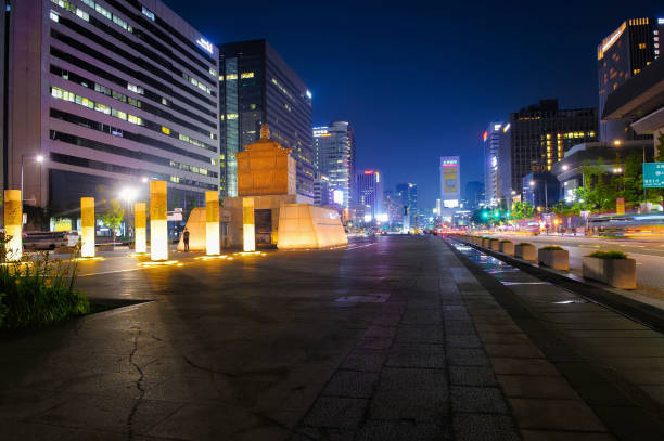 The Statue of King Sejong area stock photo