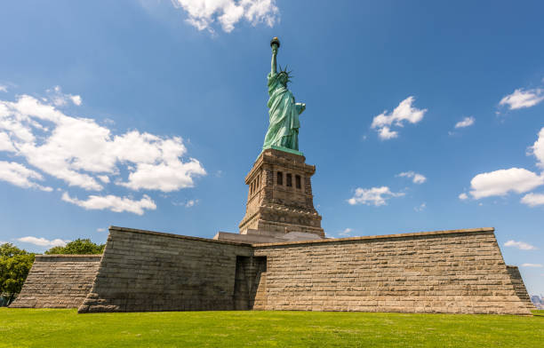 The Statue of Liberty on Its Pedestal stock photo