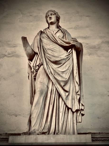 the statue of the sabine woman located in the loggia dei lanzi, also called the loggia della signoria, florence, tuscany, italy. stock photo