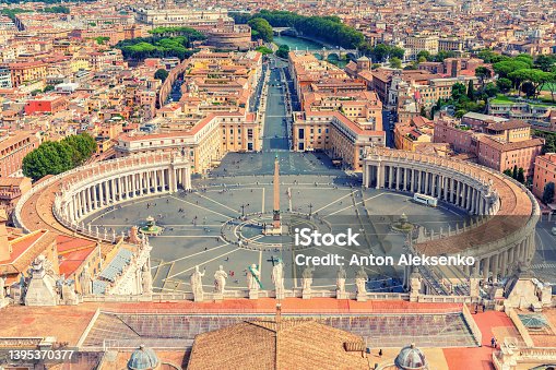istock The statues of Apostles on the top of St. Peter's Basilica and Vatican Square, Rome, Italy 1395370377