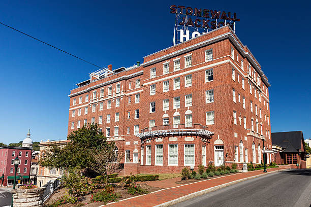 The Stonewall Jackson Hotel In Staunton, Virginia Staunton, Virginia, USA - September 23, 2016:  The Stonewall Jackson Hotel was built in 1924 and is an historic landmark. stonewall jackson stock pictures, royalty-free photos & images