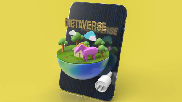 the table and earth for metaverse for technology or vr concept 3d rendering - metaverse 個照片及圖片檔