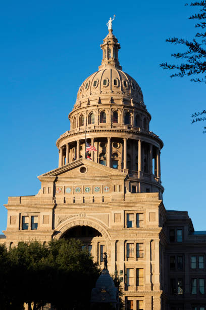The Texas State Capitol building in Austin, Texas, U.S.A. The Texas State Capitol building in Austin, Texas, U.S.A. Shot at golden hour, sunset. texas supreme court stock pictures, royalty-free photos & images