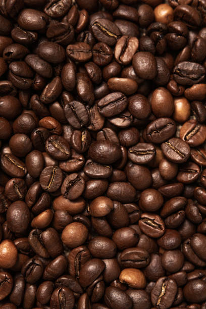 The texture of roasted aromatic coffee. stock photo