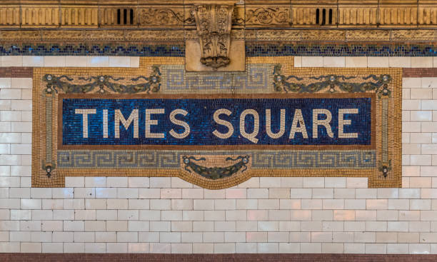 The Times Square sign on the NYC subway system stock photo