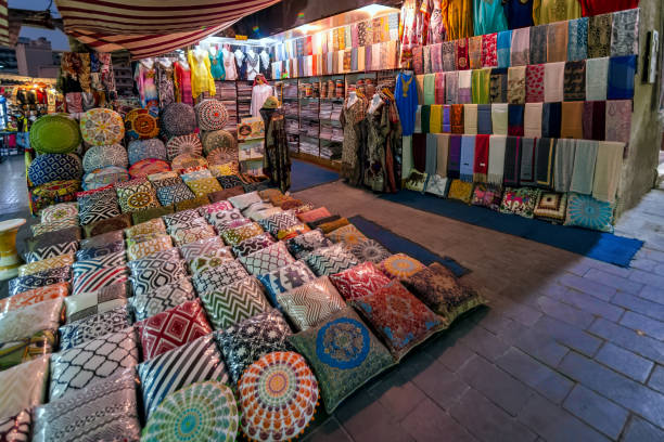 The traditional Arab style bazaar at Dubai Old Souq, stock photo