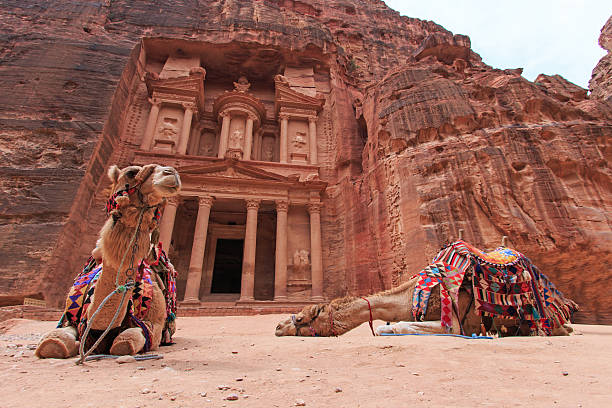 The Treasury,Al Khazneh, in Petra, Jordan stock photo