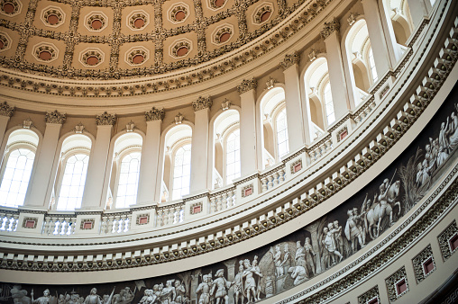 A detailed interior view of the US Capitol Building dome Washington DC