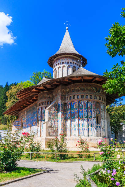 The Voronet Monastery, Romania. stock photo