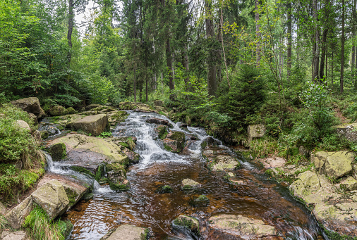The waterfall on river in Harz, Germany