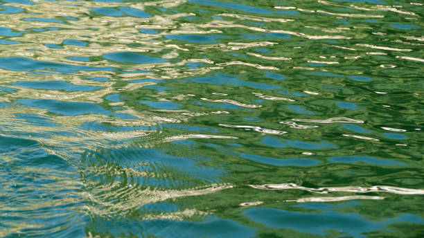 The White, Blue and Green Glitters of the Lake stock photo