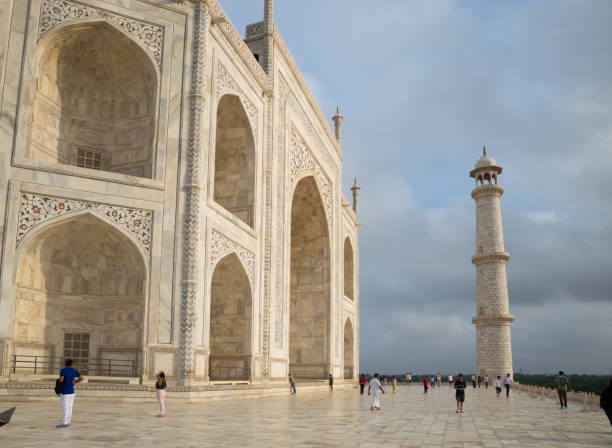 The white marble building of Taj Mahal stock photo
