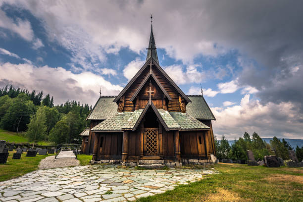 Hedalen - July 28, 2018: The Wonderful Hedalen Stave Church, Norway stock photo