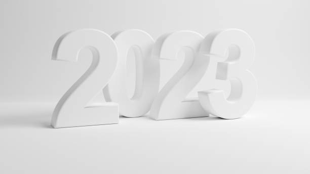 The year 2023 on white background. 3D rendering. stock photo