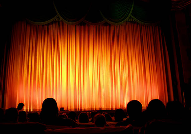 Theater with red curtain stock photo