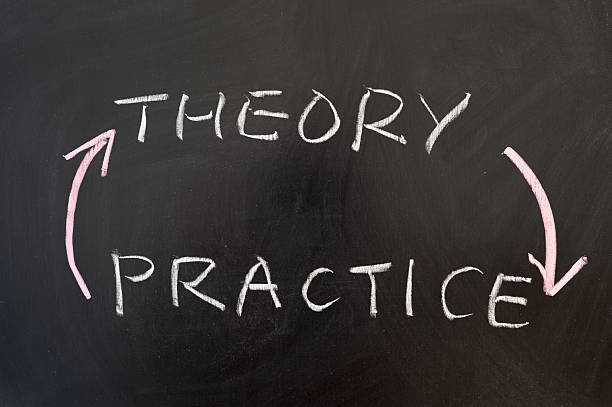 Theory and practice stock photo