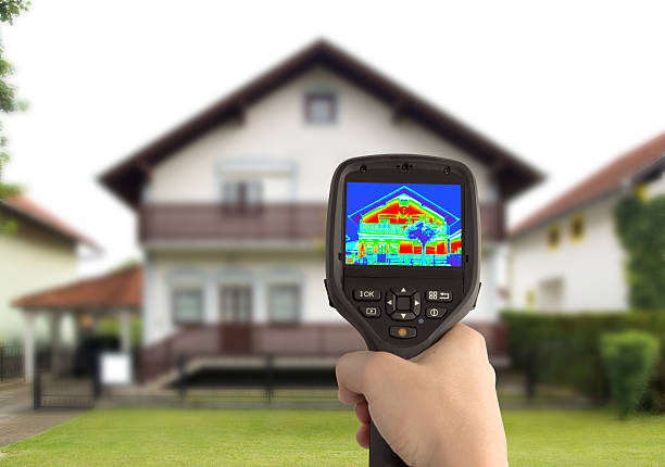 Thermal Image of the House Heat Loss Detection of the House With Infrared Thermal Camera infrared stock pictures, royalty-free photos & images