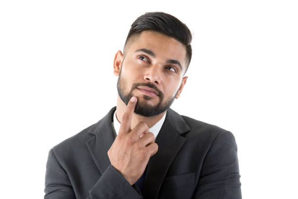 Thoughtful businessman Thoughtful businessman with hand on chin beard stock pictures, royalty-free photos & images