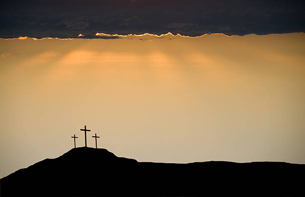 Three Crosses on Good Friday at the Death of Christ  good friday stock pictures, royalty-free photos & images