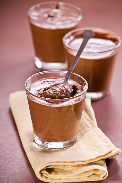 Three Glasses Of Chocolate Mousse stock photo