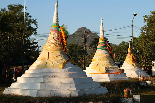 Three Pagodas Pass, kanchanaburi province, thailand. stock photo