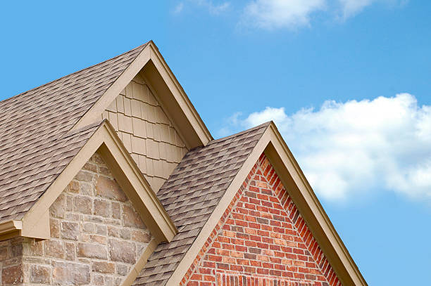 Three Roof Gables Three roof peaks stacked on top of each other. shingles stock pictures, royalty-free photos & images