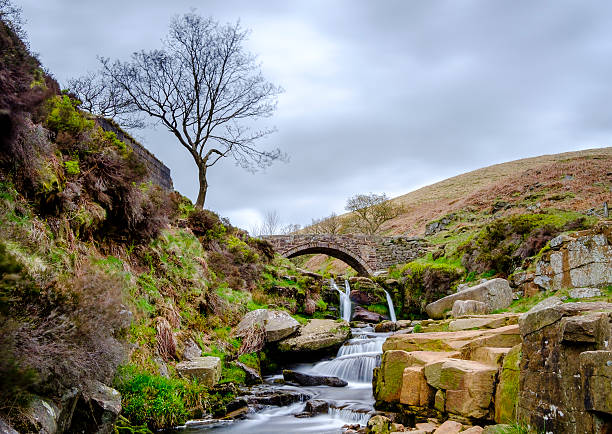 Three Shires Head The Three Shires Head water fall at the meeting point of Derbyshire, Staffordshire and Cheshire. peak district national park stock pictures, royalty-free photos & images