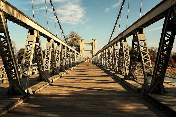 Thw Waco Suspension Bridge Waco Texas, Historic Suspension Bridge baylor basketball stock pictures, royalty-free photos & images