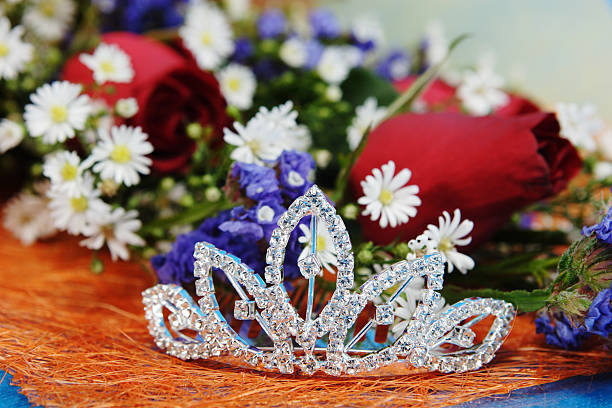tiara and flowers tiara and flowers.... beauty queen props beauty pageant stock pictures, royalty-free photos & images