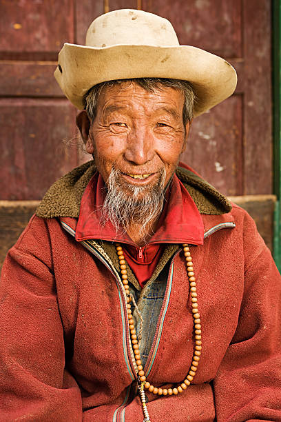 Tibetan man with rosary, Mustang, Nepal  tibetan ethnicity stock pictures, royalty-free photos & images