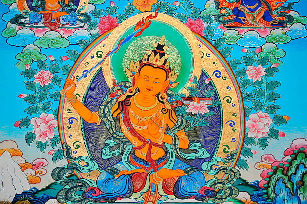 Tibetan Thangka of Manjusri  buddha stock pictures, royalty-free photos & images