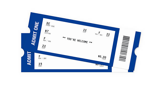 Blank event tickets - game, show, event - in blue color. Isolated on white background. Clipping path is included.