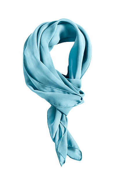 Tied neckerchief isolated Blue silk tied neckerchief on white background scarf stock pictures, royalty-free photos & images