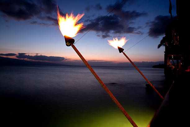 Tiki torches stock photo