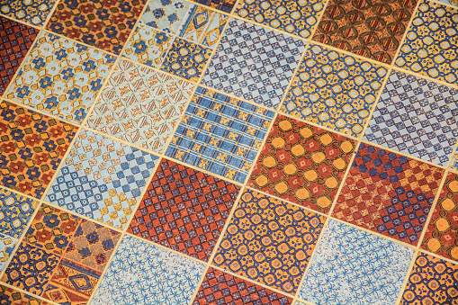 Tiled Or Linoleum Floor Covering With Repeating Square Pattern