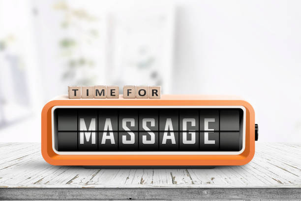 Time for massage message on a retro clock stock photo