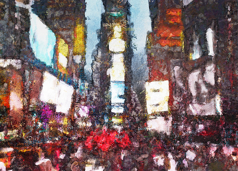 Times Square New York Painting. 3D rendering