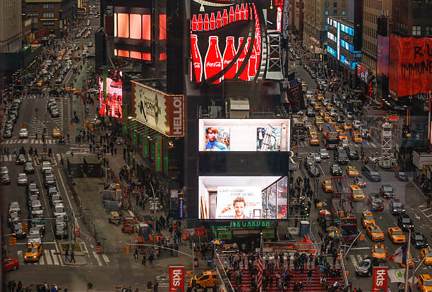 Times Square viewed from above. stock photo