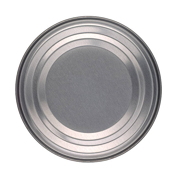 Tin Can Lid or Base Lid or Base of Food Tin Can Isolated on White Background at the bottom of stock pictures, royalty-free photos & images