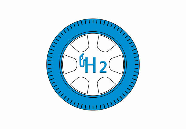pneu avec symbole d’hydrogène h2 - transition énergétique photos et images de collection