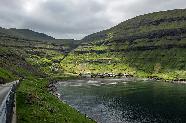 Tjornuvi­k vilage in the Faroe Islands stock photo
