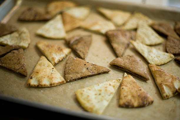 Toasted pita slices stock photo