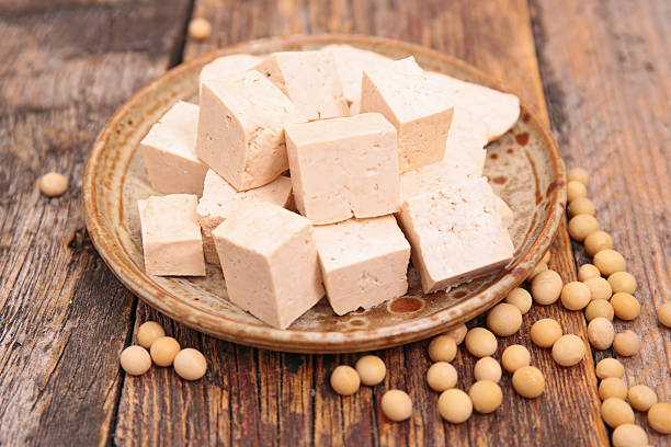 tofu and soybean stock photo