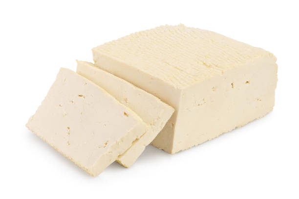 흰색 배경에 분리 된 두부 치즈는 클리핑 경로와 전체 깊이의 필드, - 두부 뉴스 사진 이미지